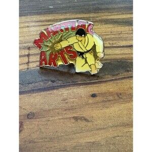 Martial Arts Gold Tone Vintage Lapel Pin 1” Vintage 80s Tie Tack Fitness Karate